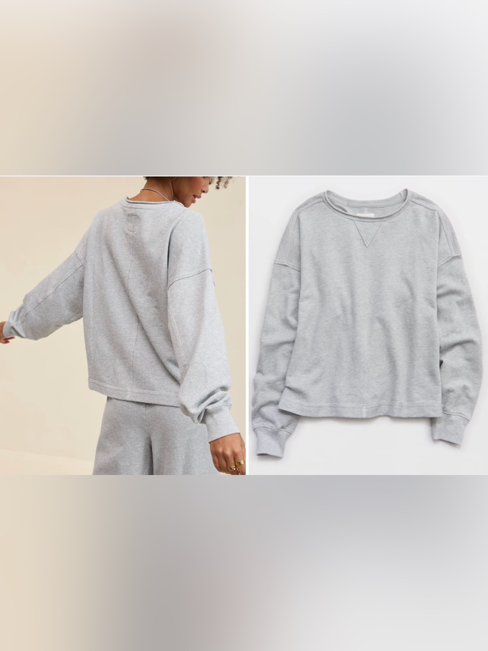 aerie vacay crew sweatshirt Heather Gray Crewneck Pullover